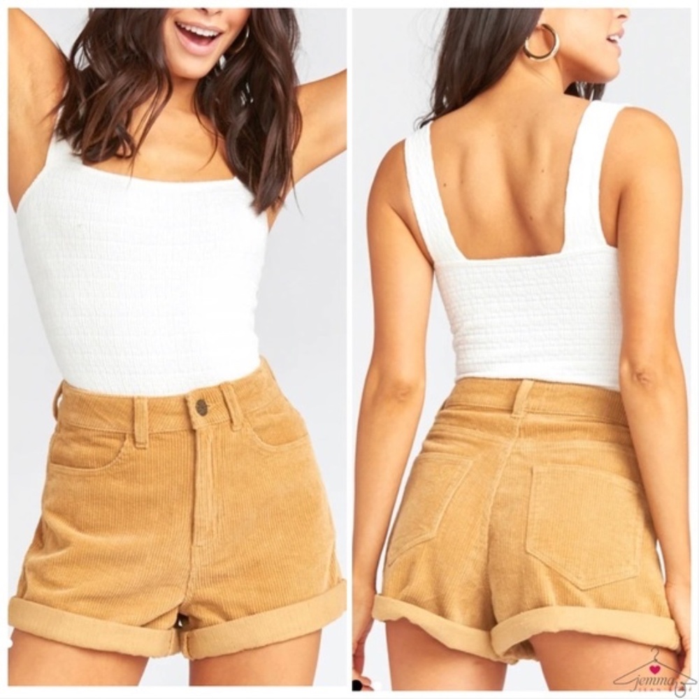 Show Me Your Mumu Yellow High Rise Corduroy Shorts